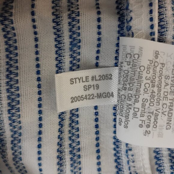 J. Crew Factory Women's Size XXL White Blue Stripe Tie Sleeve Button Up Shirt - Picture 8 of 14